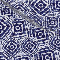 Blue Shibori diamond squares overlap pattern