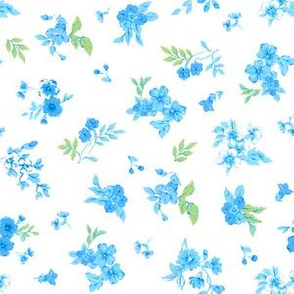 Turquoise Floral Small Flower/White