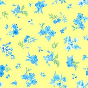 Turquoise Floral Small  Flower/Yellow