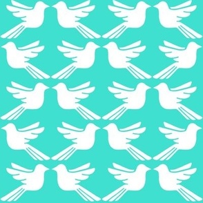 Bird Lattice Turquoise and White