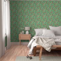 Spring floral on bright  green background