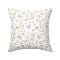 Sweet Deer Floral (white) - LARGER scale