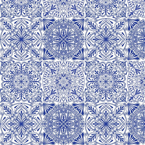 Blue and white ornamental tiles