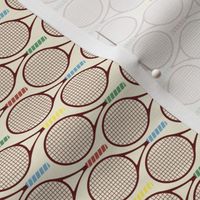 Tennis Rackets on Tan with Color Handles