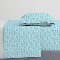 scallop dot on white, teal blue