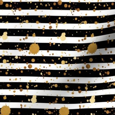 Stripes & Splatter - Gold - Small Scale - Rotated