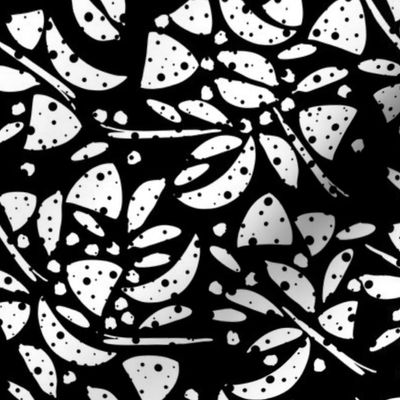 Black and White Abstract Floral with Polka Dots