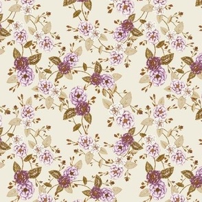 Briar Roses Vintage Boho Violet Cream // small