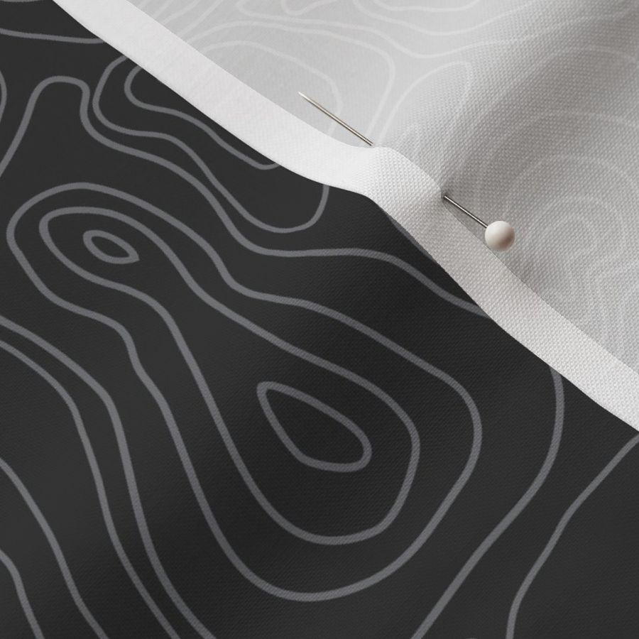 Topographic Map -Black Fabric | Spoonflower