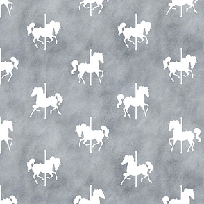 Carousel Horses Pattern in Smokey Grey Watercolor