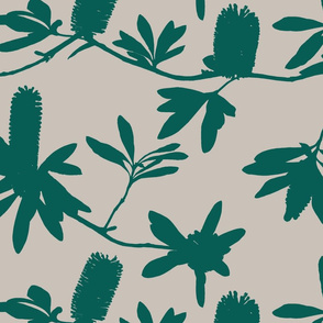 Emerald Banksia on tan