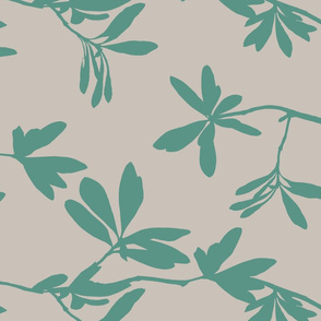 Mint leaves on tan