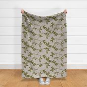 Olive green leaves on tan