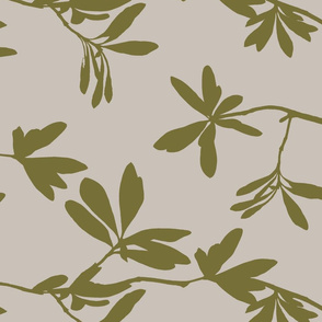 Olive green leaves on tan