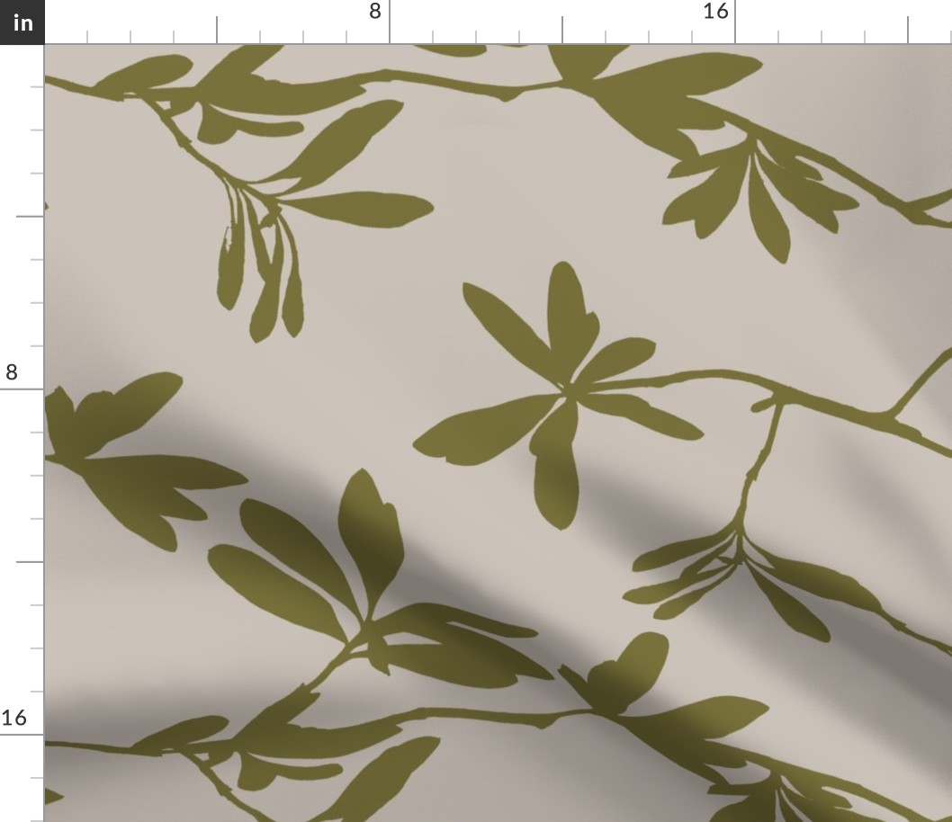 Olive green leaves on tan