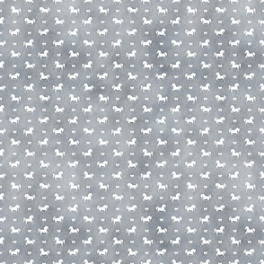 Micro Horses and Bows Pattern in Smokey Grey Watercolor