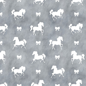 Horses and Bows Pattern in Smokey Grey Watercolor