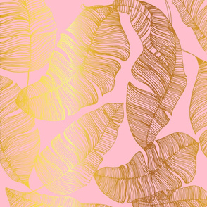 Gold leaves on Powder Pink