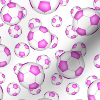 Girly pink and white soccer balls on white - small 