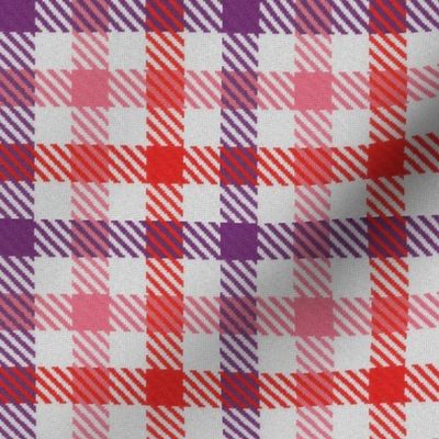 Purple Pink and Red Tricolor Gingham Plaid