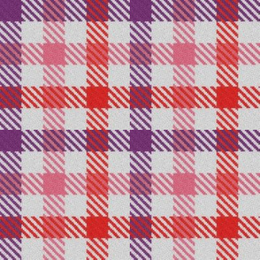 Purple Pink and Red Tricolor Gingham Plaid