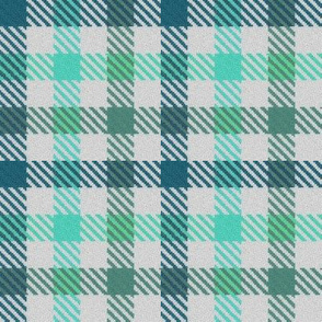 Teal Turquoise and Moss Green Tricolor Gingham Plaid