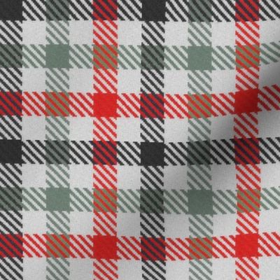 Black Charcoal Gray Grey and Red Tricolor Gingham Plaid