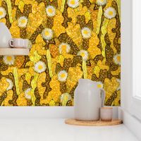 Cacti Camo Camouflage Blooming Succulents Floral Pattern Yellow