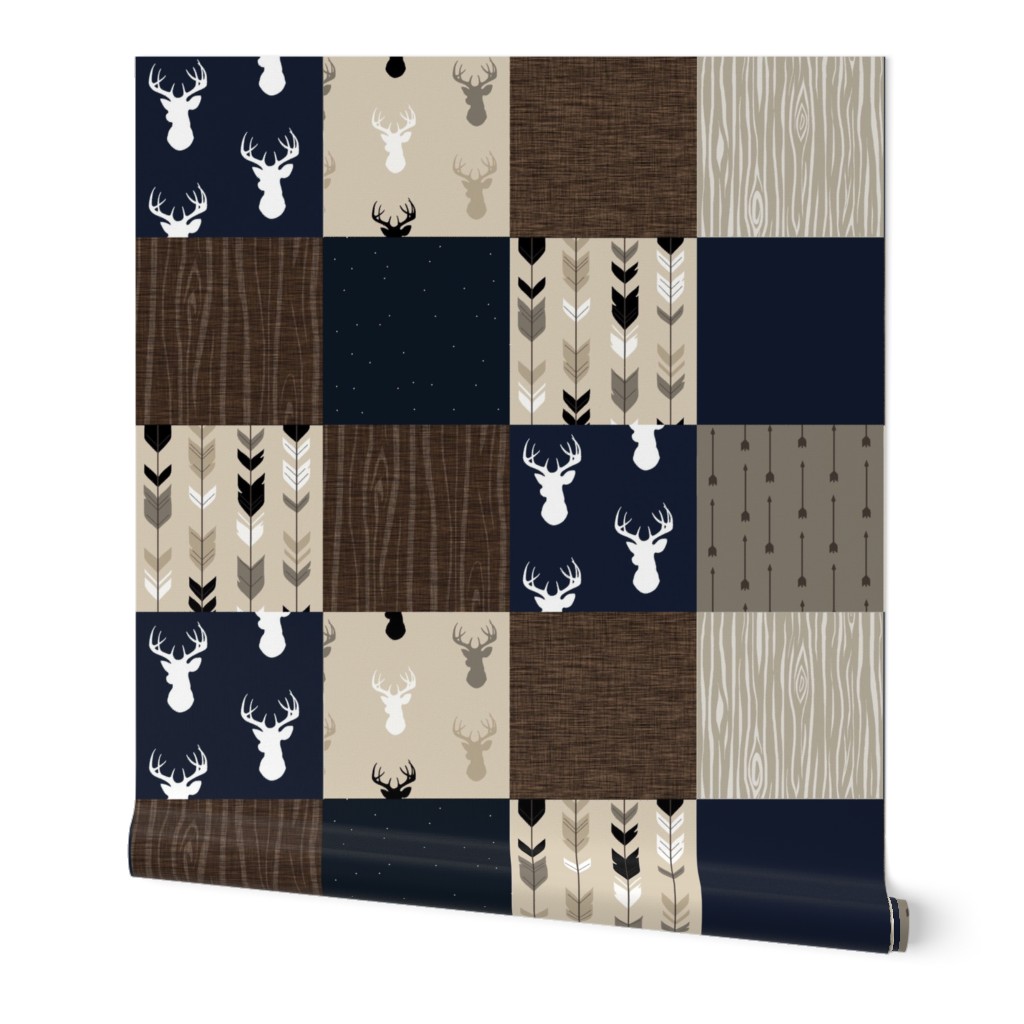 Midnight Woodland with Navy Deer