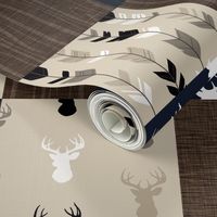 Midnight Woodland with Navy Deer