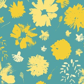 Yellow Painterly Stamped Flowers