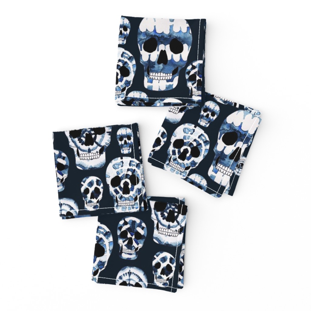 Indigo Shibori Skulls