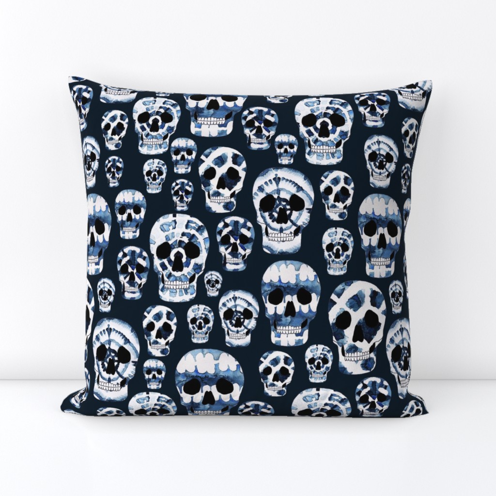 Indigo Shibori Skulls