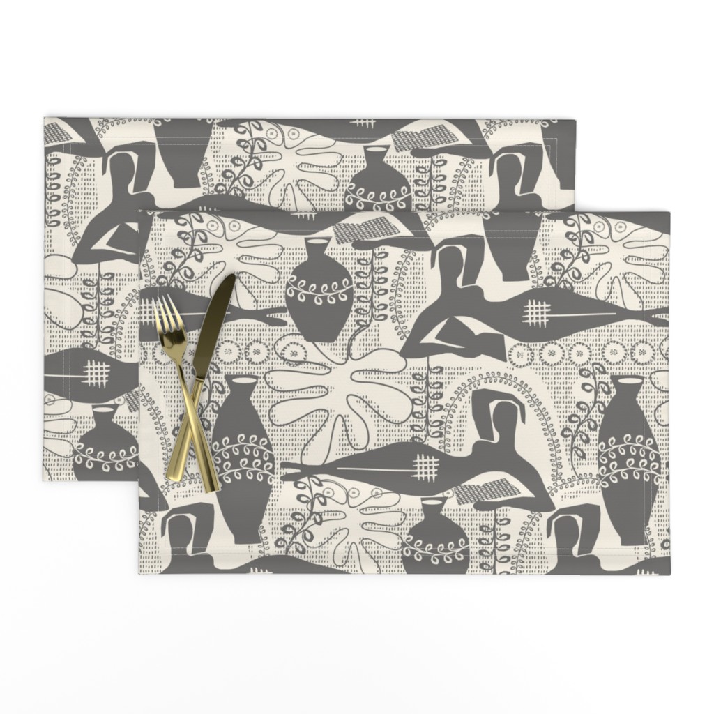 Did Matisse Read in the Winter- toile dark gray and cream