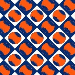 Diamond Checkerboard Baseballs in Blue Orange and White