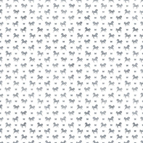 Micro Horses and Bows Pattern in Smokey Grey Watercolor on White