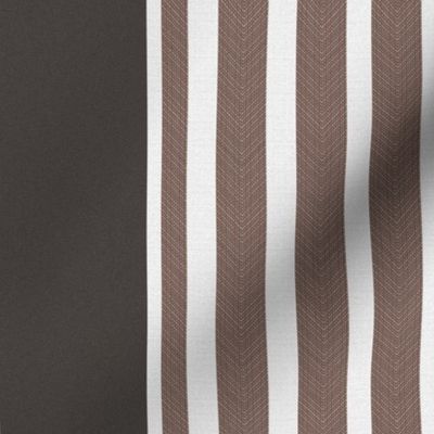 Cocoa Brown Triple Ticking Stripe