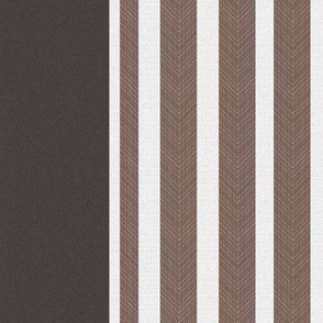 Cocoa Brown Triple Ticking Stripe