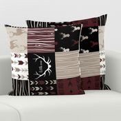 Patchwork Deer - Burgandy, Tan, Black