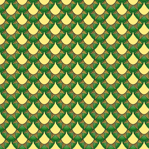 Dragon Scales in gold and green on pale yellow