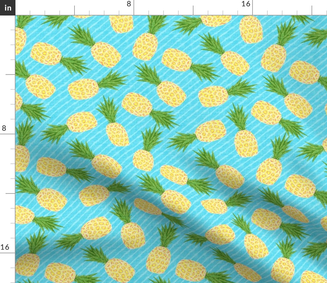 Pineapples - Light blue stripes - Summer - LAD19