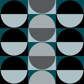 The Green the Grey and the Black: Half Drop Half Circles - SMALL