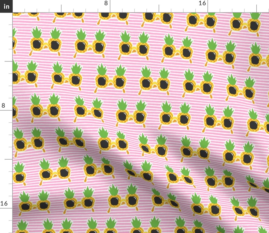 Pineapple Sunnies - summer sunglasses - pink stripes - LAD19