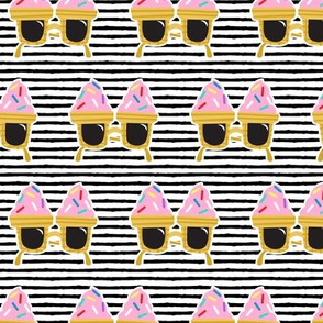 Ice cream Sunnies - summer sunglasses - black stripes - LAD19