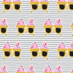 Ice cream Sunnies - summer sunglasses - grey stripes - LAD19