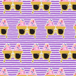 Ice cream Sunnies - summer sunglasses - purple stripes - LAD19