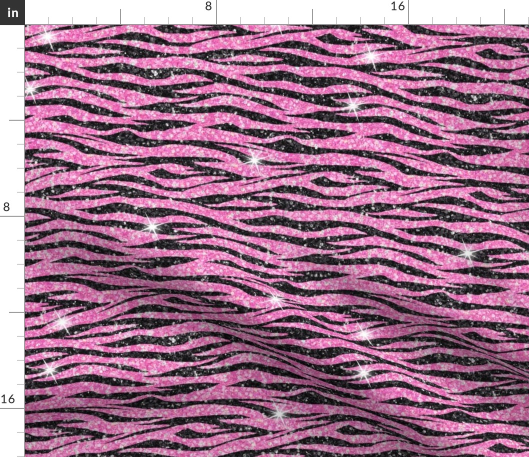 Zebra pink black glitter