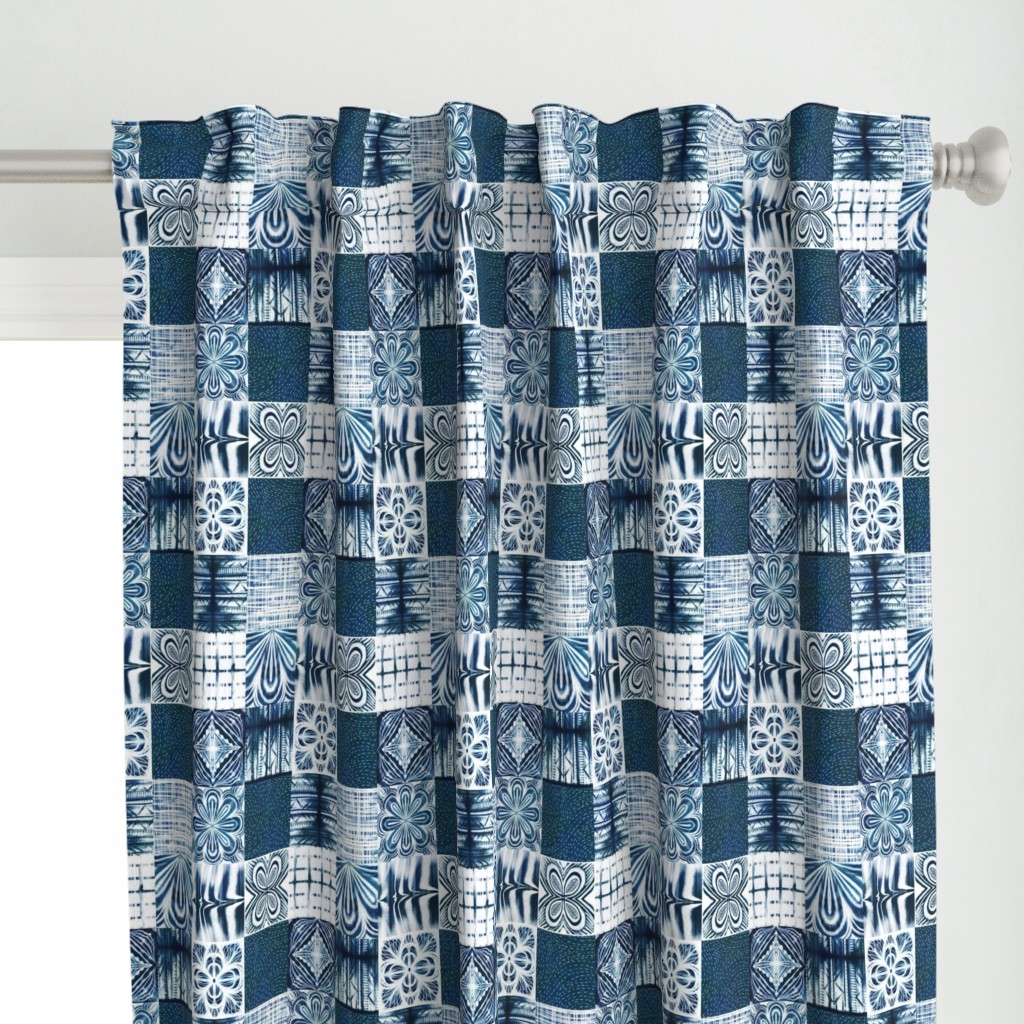 shibori indigo patchwork quilt