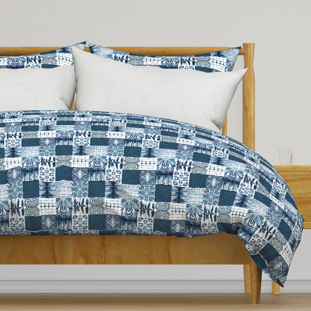 shibori indigo patchwork quilt