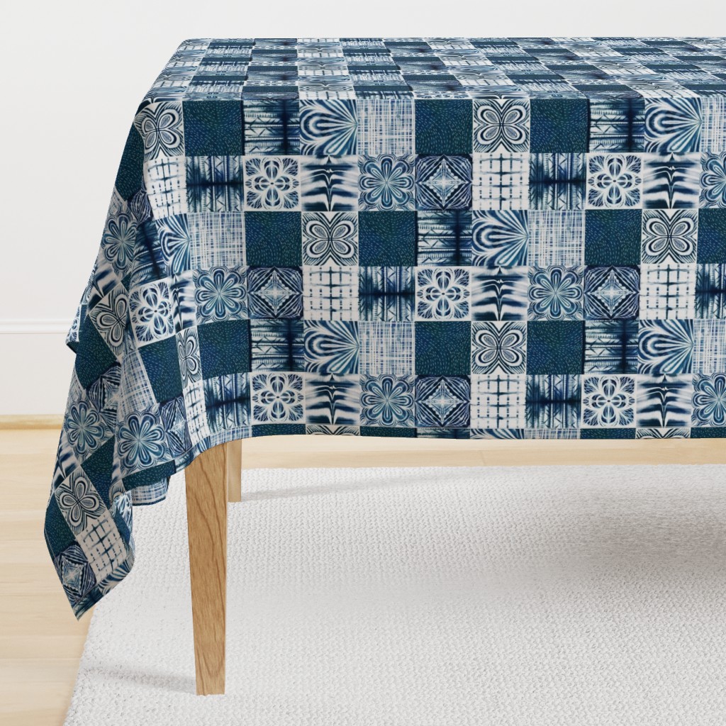 shibori indigo patchwork quilt